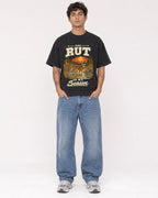 Mockup Boxy Heavyweight Tee Black male full-body 06