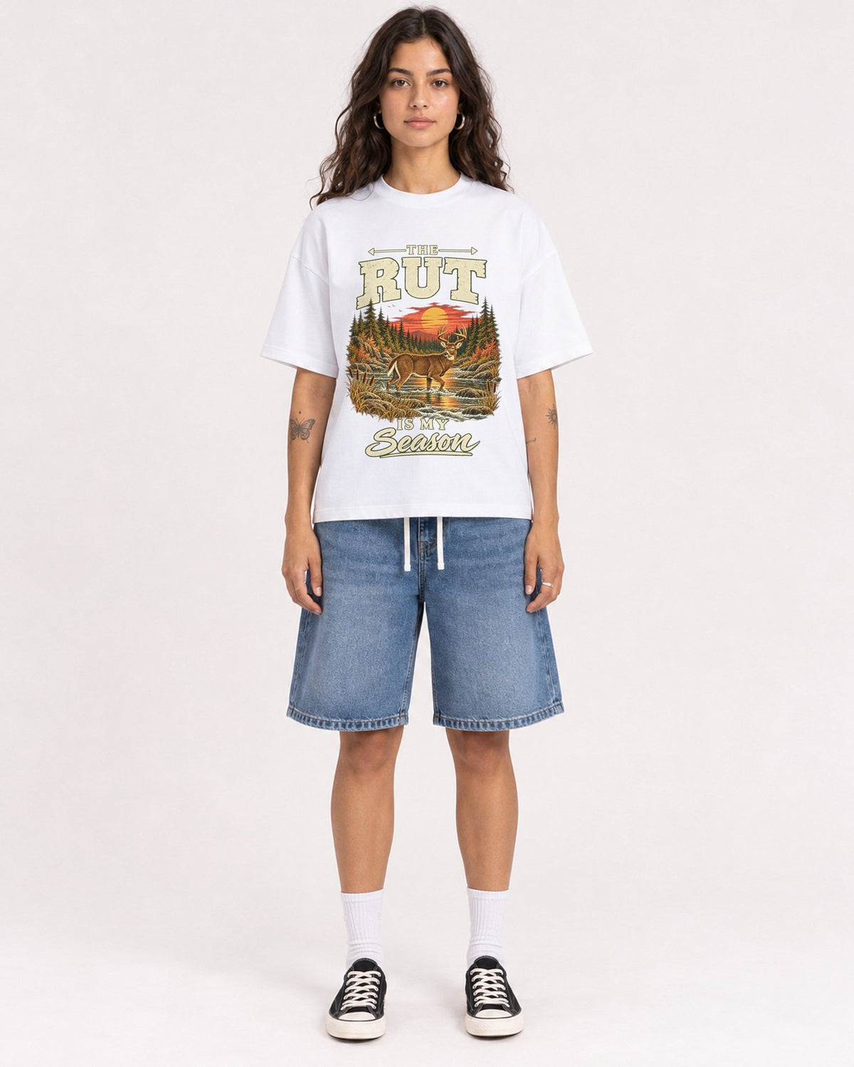 Mockup Boxy Heavyweight Tee White female full-body 06