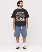 Mockup Boxy Heavyweight Tee Black male full-body 47