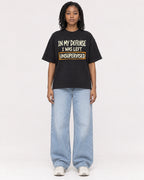 Mockup Boxy Heavyweight Tee Black female full-body 15