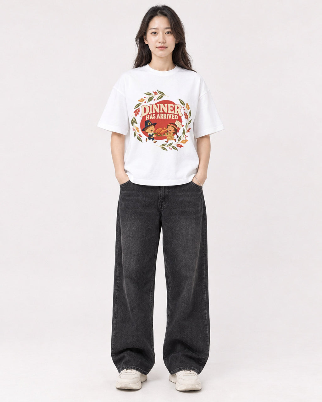 Mockup Boxy Heavyweight Tee White female full-body 03