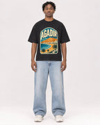 Mockup Boxy Heavyweight Tee Black male full-body 05