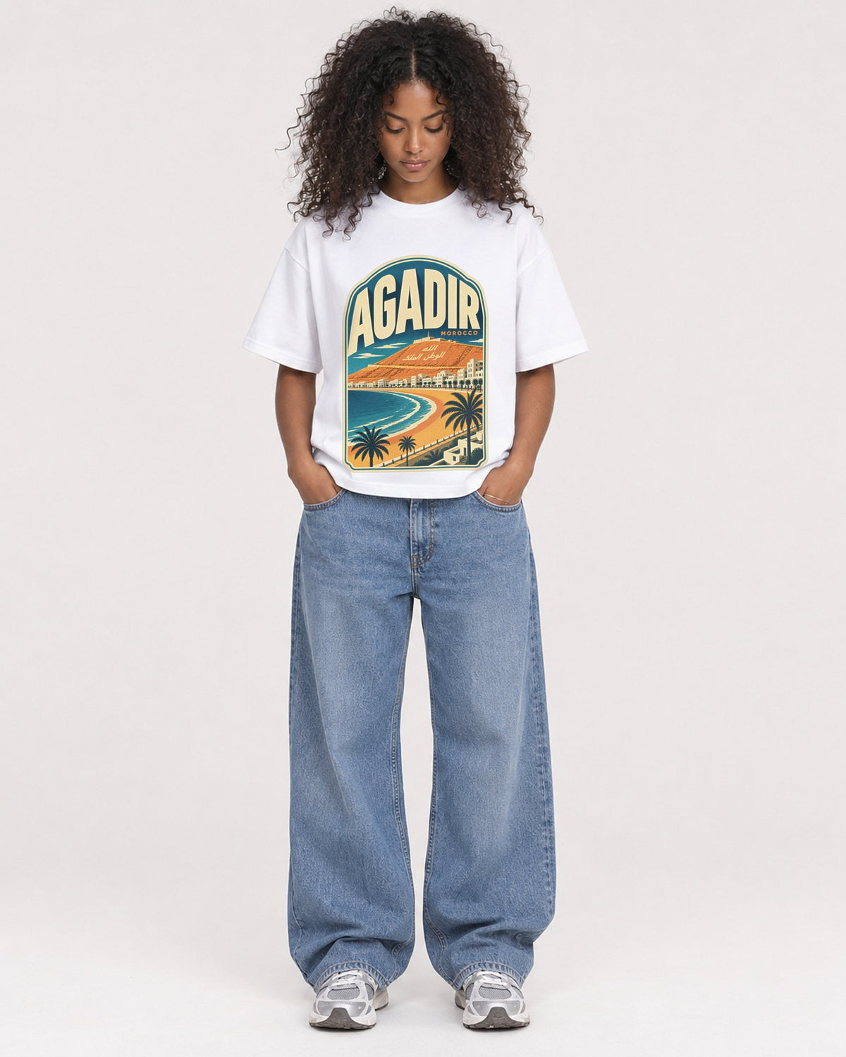 Mockup Boxy Heavyweight Tee White female full-body 05