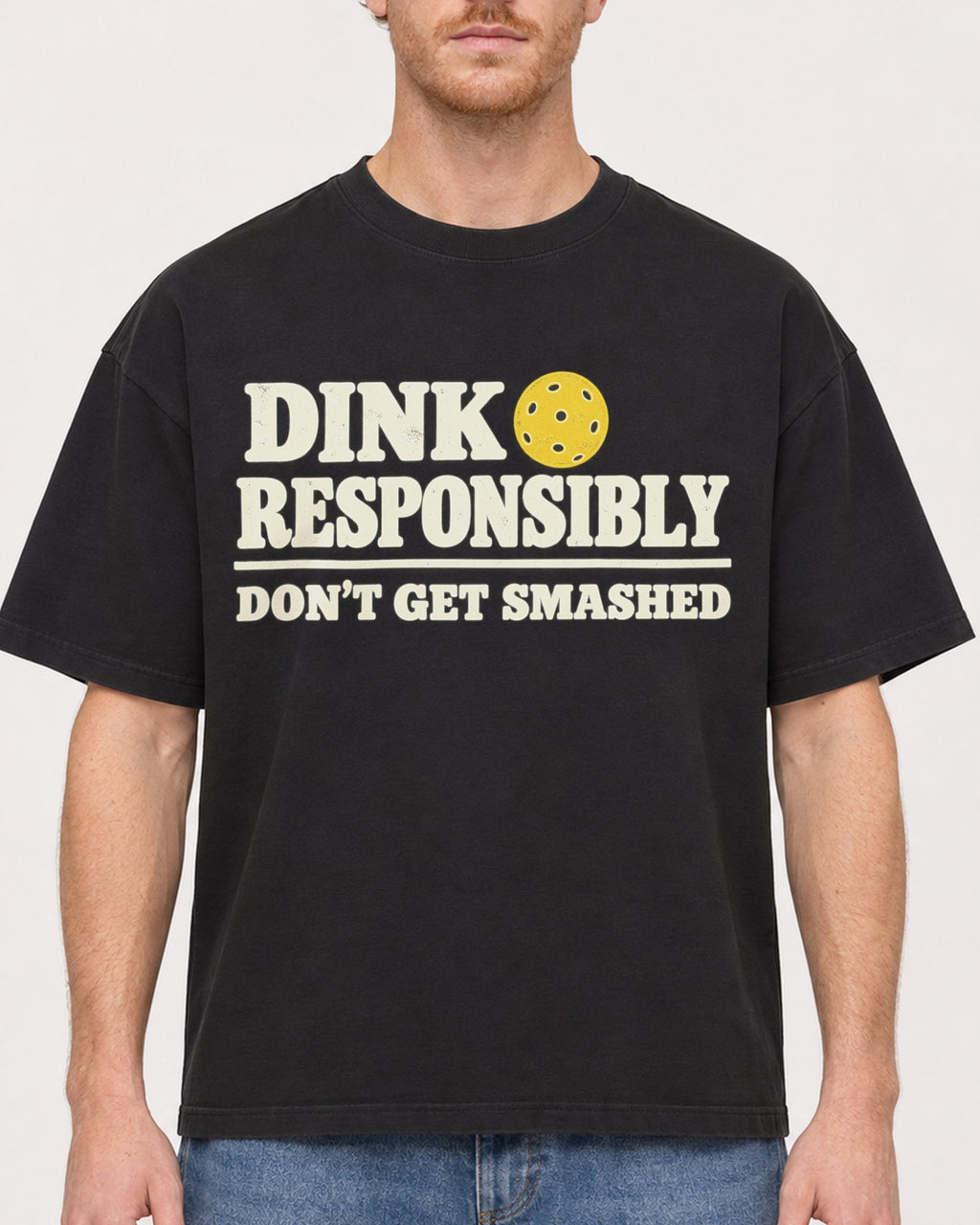 Mockup Boxy Heavyweight Tee Black male close-up 38
