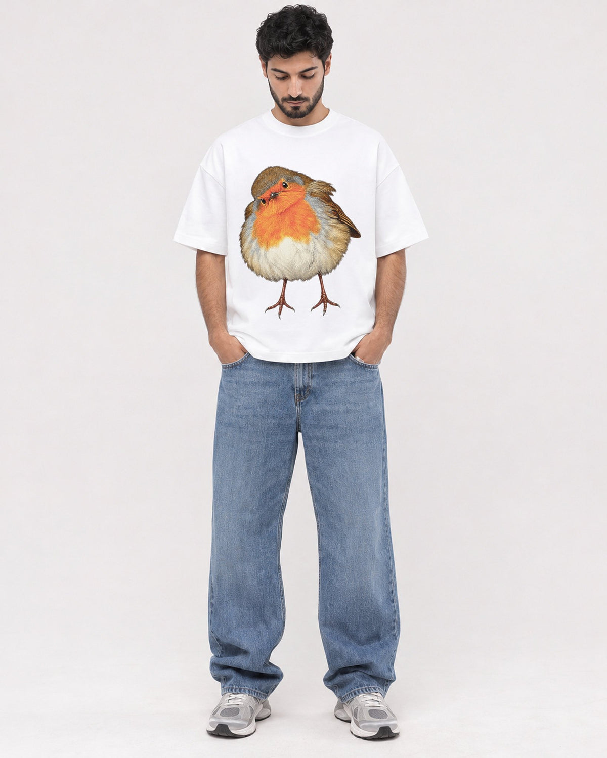 Mockup Boxy Heavyweight Tee White male full-body 07