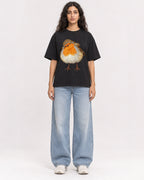 Mockup Boxy Heavyweight Tee Black female full-body 07