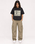 Mockup Boxy Heavyweight Tee Black female full-body 06