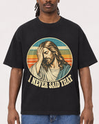 Mockup Boxy Heavyweight Tee Black male close-up 34