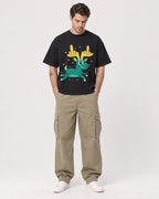 Mockup Boxy Heavyweight Tee Black male full-body 48