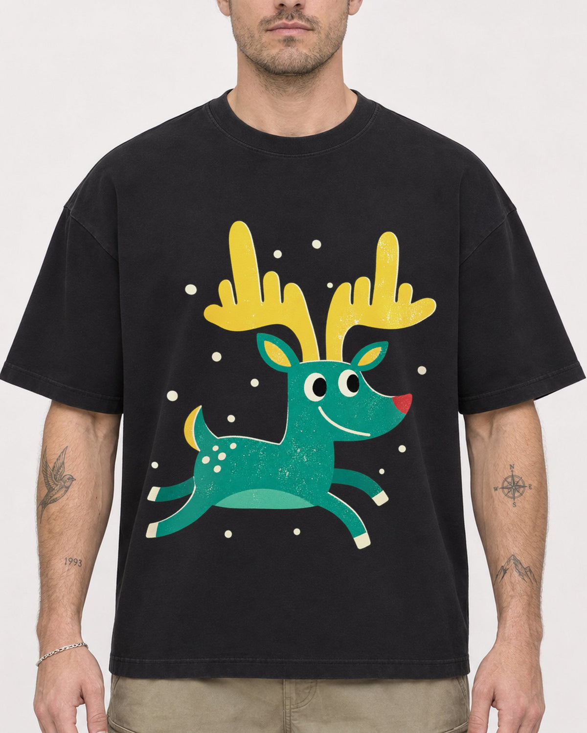 Mockup Boxy Heavyweight Tee Black male close-up 48