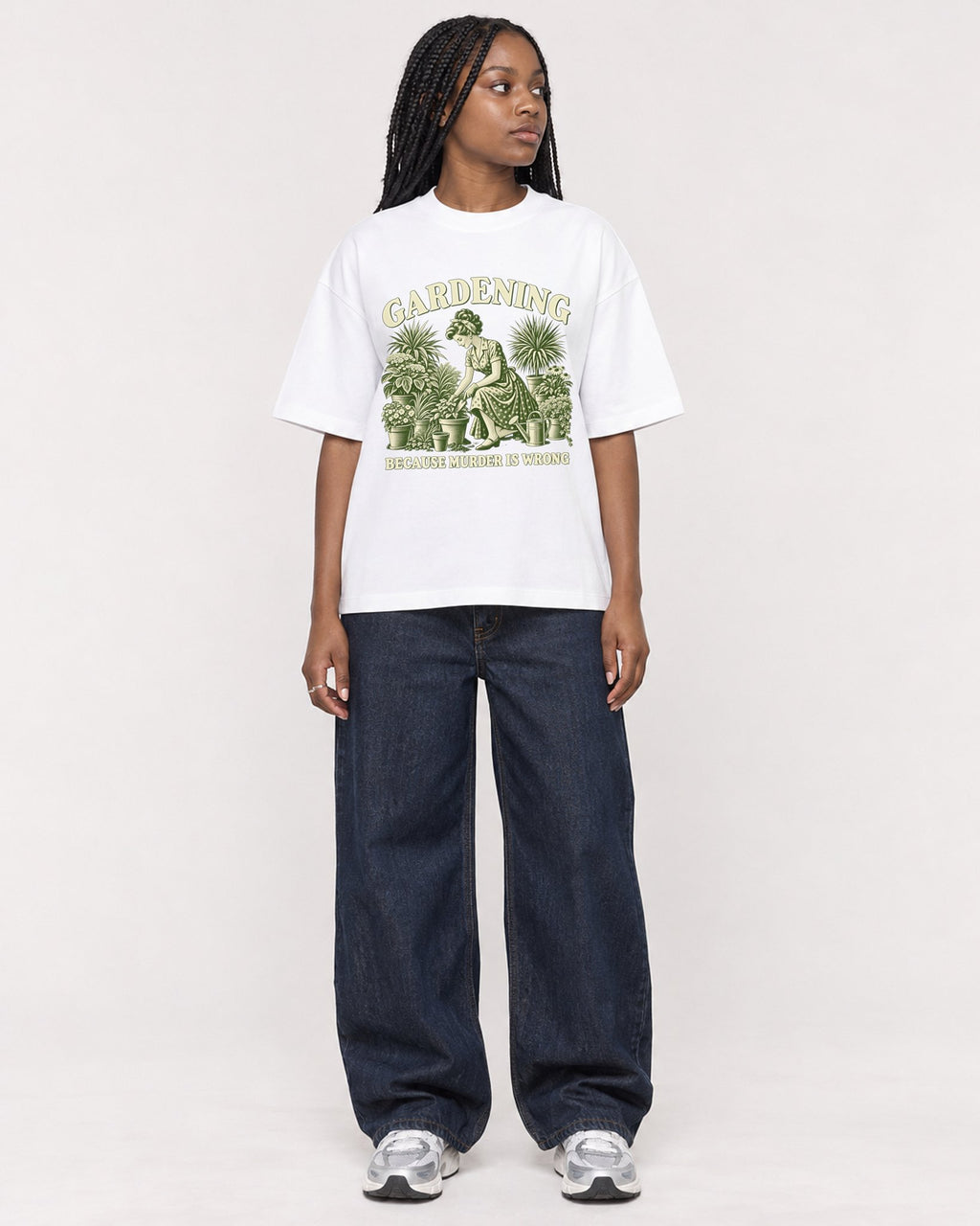 Mockup Boxy Heavyweight Tee White female full-body 04