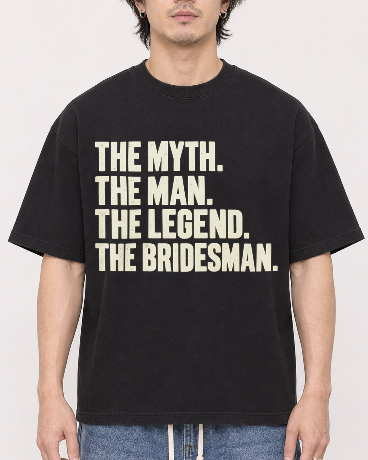 Mockup Boxy Heavyweight Tee Black male close-up 03