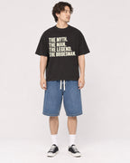 Mockup Boxy Heavyweight Tee Black male full-body 03