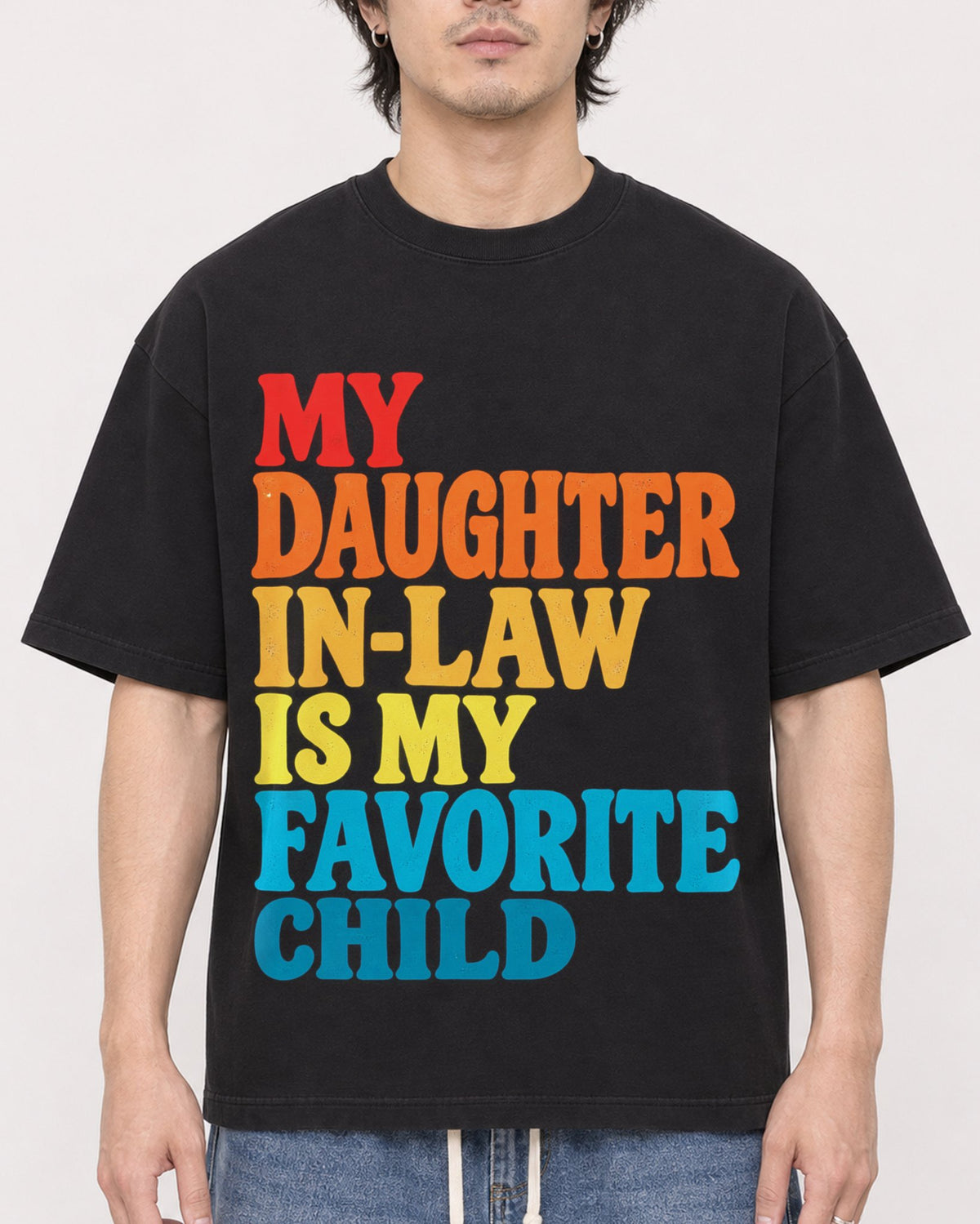 Mockup Boxy Heavyweight Tee Black male close-up 03