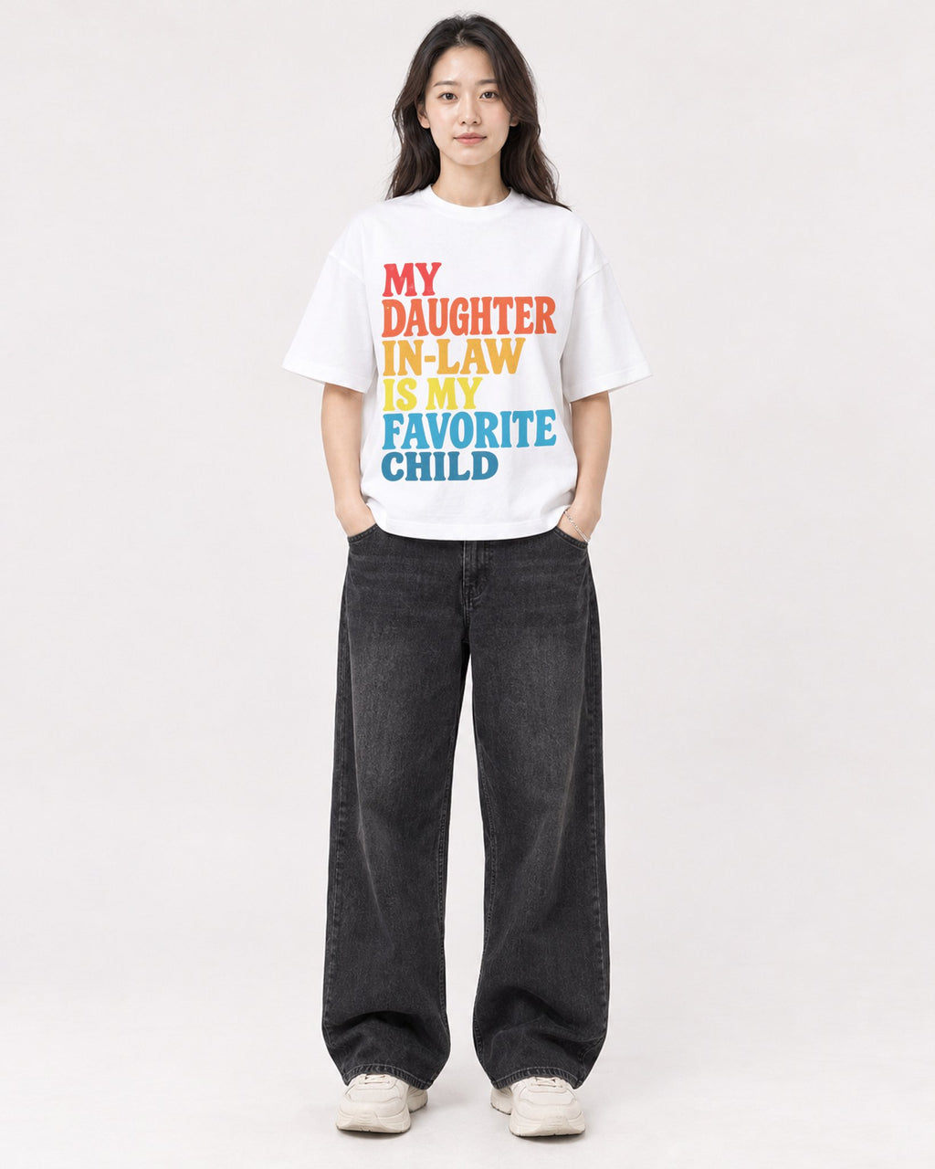 Mockup Boxy Heavyweight Tee White female full-body 03