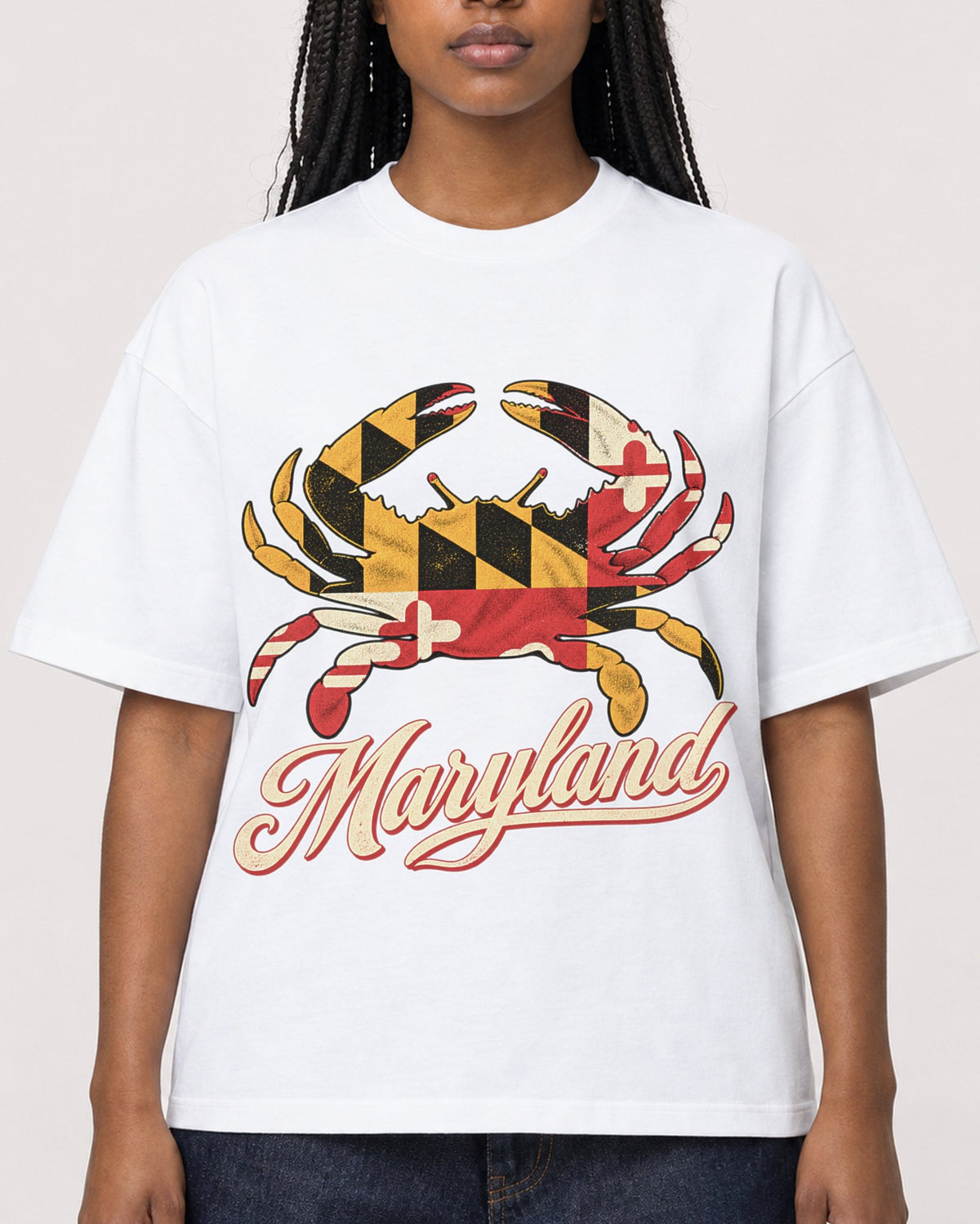 Mockup Boxy Heavyweight Tee White female close-up 04