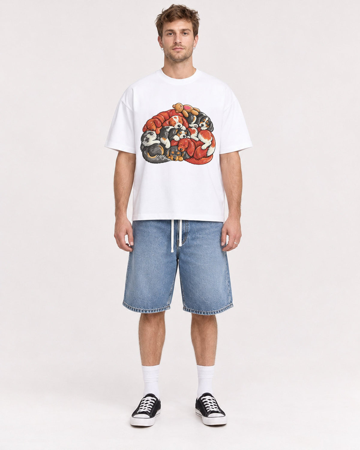 Mockup Boxy Heavyweight Tee White male full-body 08
