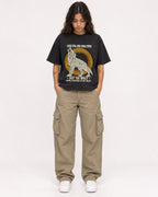 Mockup Boxy Heavyweight Tee Black female full-body 06