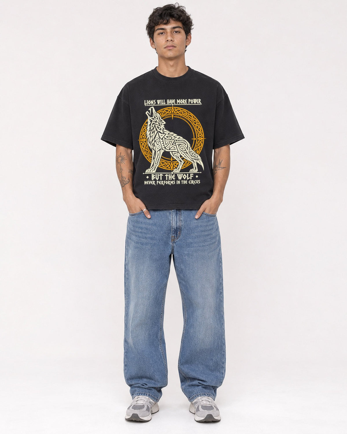Mockup Boxy Heavyweight Tee Black male full-body 06