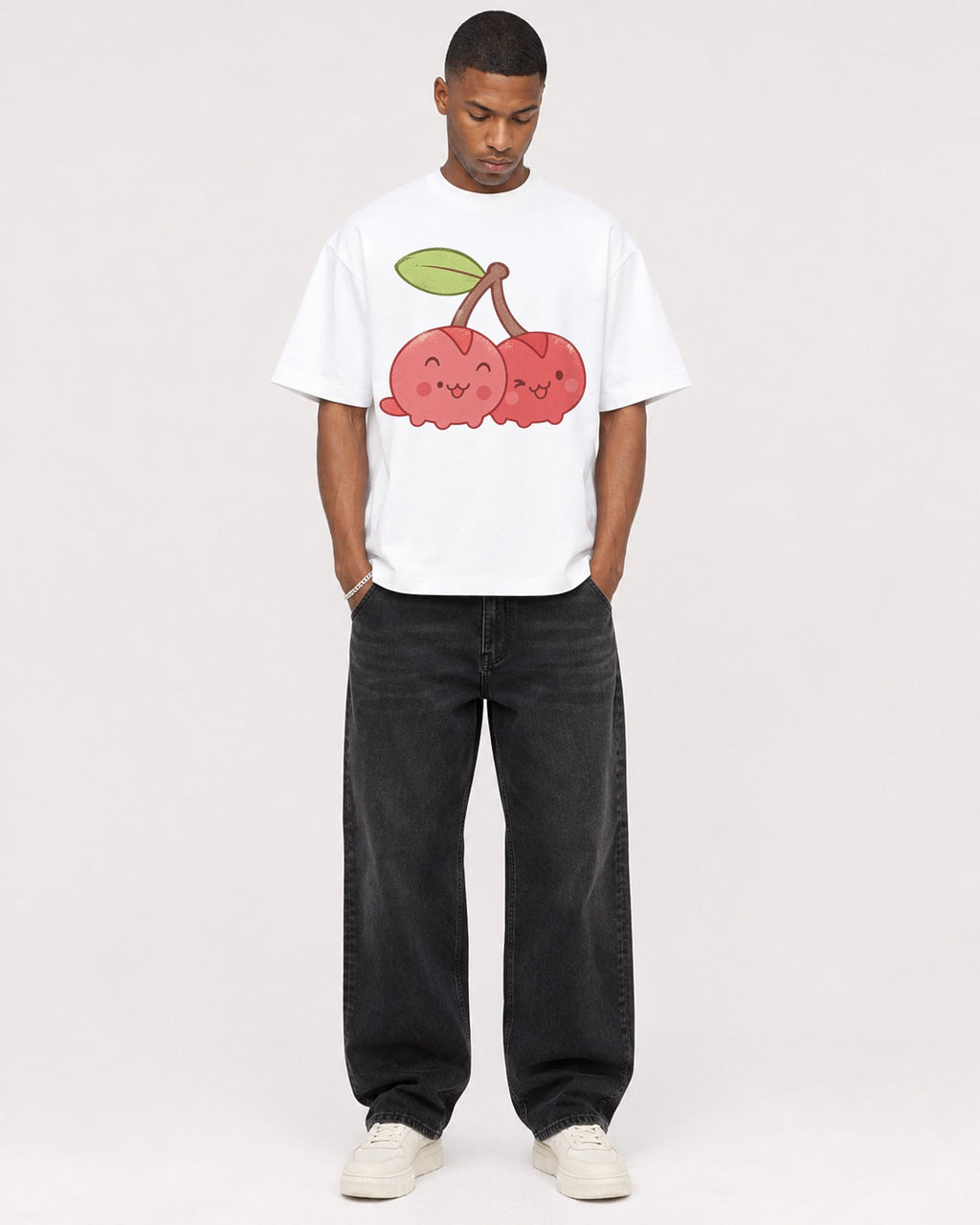 Mockup Boxy Heavyweight Tee White male full-body 35