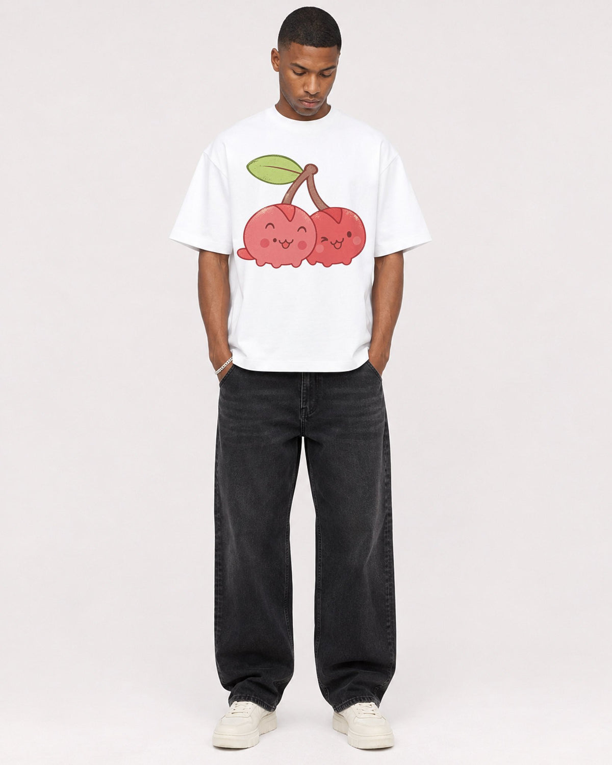 Mockup Boxy Heavyweight Tee White male full-body 35