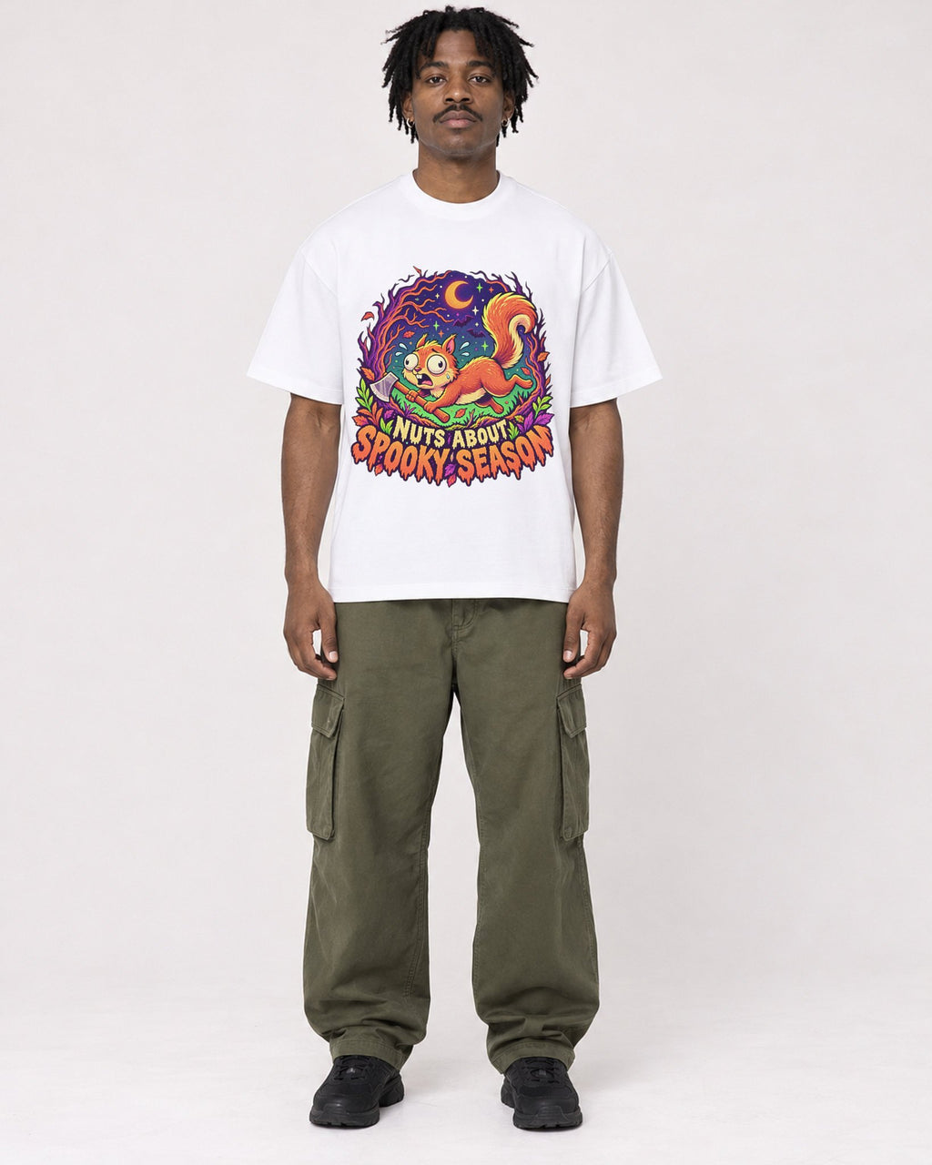 Mockup Boxy Heavyweight Tee White male full-body 04