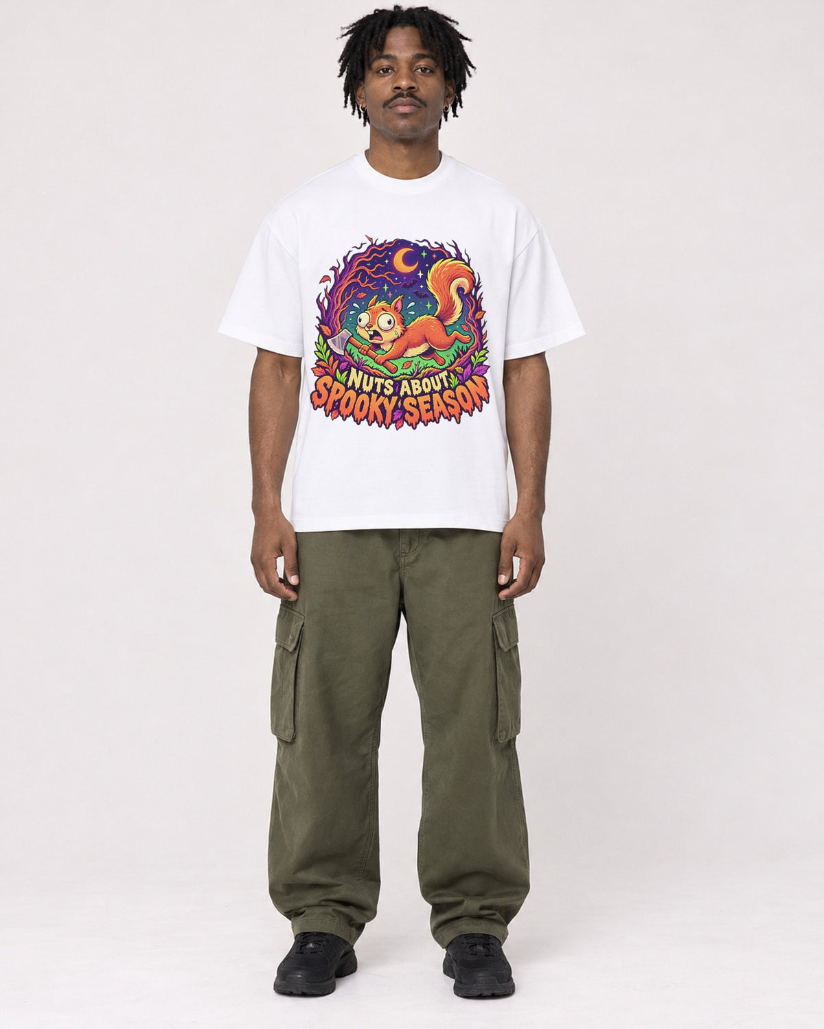 Mockup Boxy Heavyweight Tee White male full-body 04