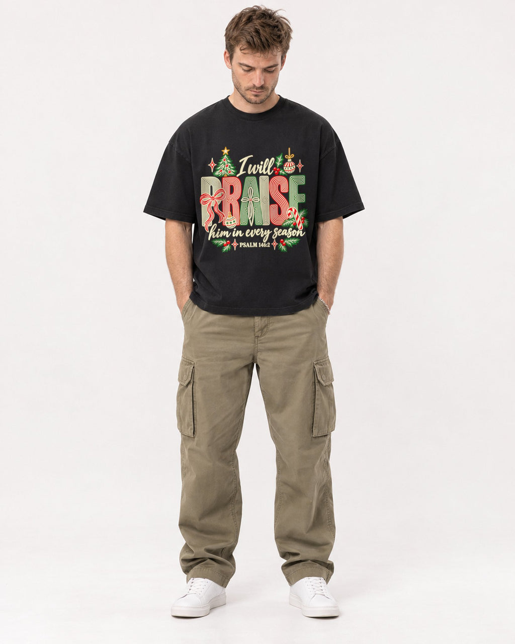 Mockup Boxy Heavyweight Tee Black male full-body 08