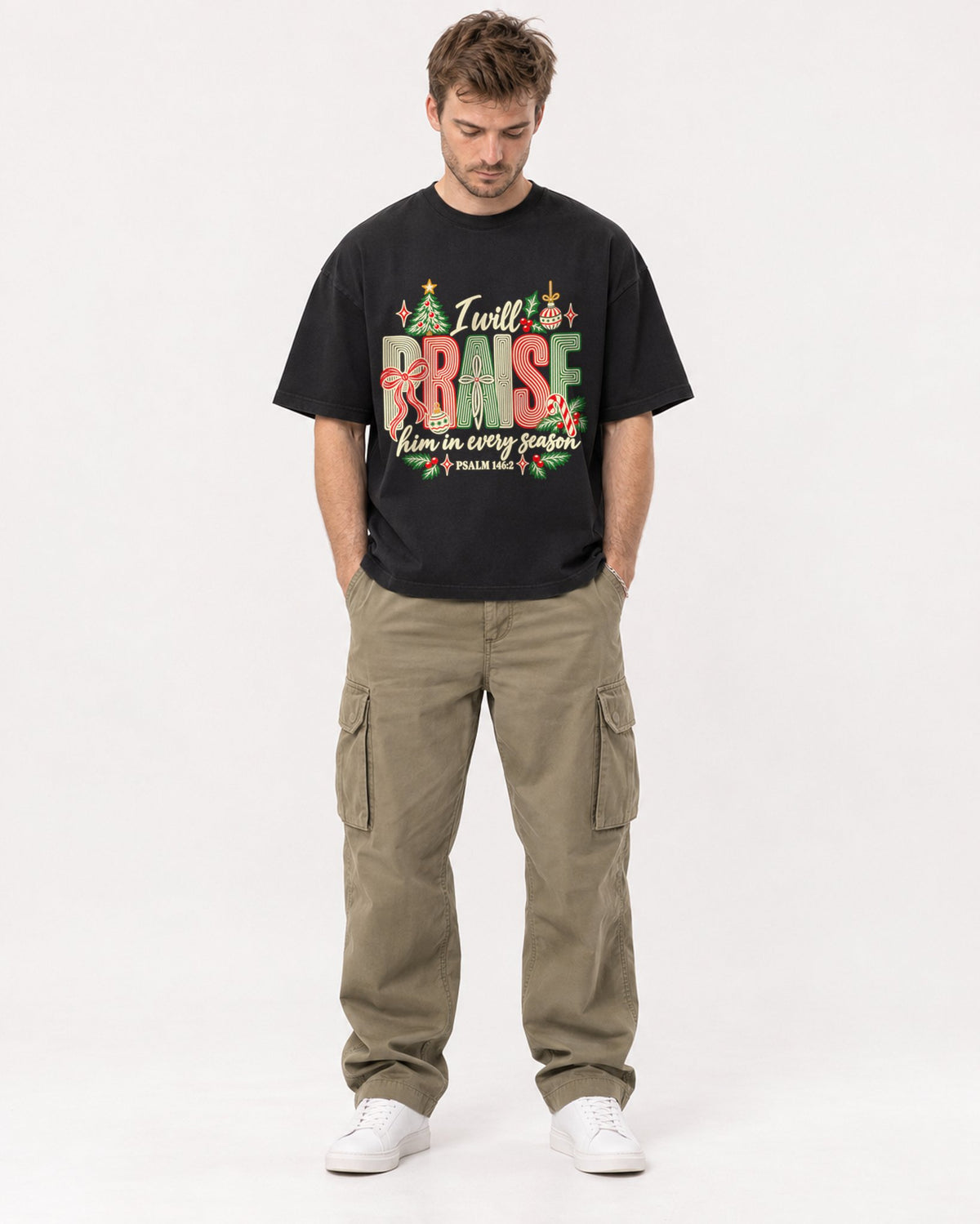 Mockup Boxy Heavyweight Tee Black male full-body 08