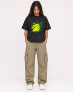 Mockup Boxy Heavyweight Tee Black female full-body 06