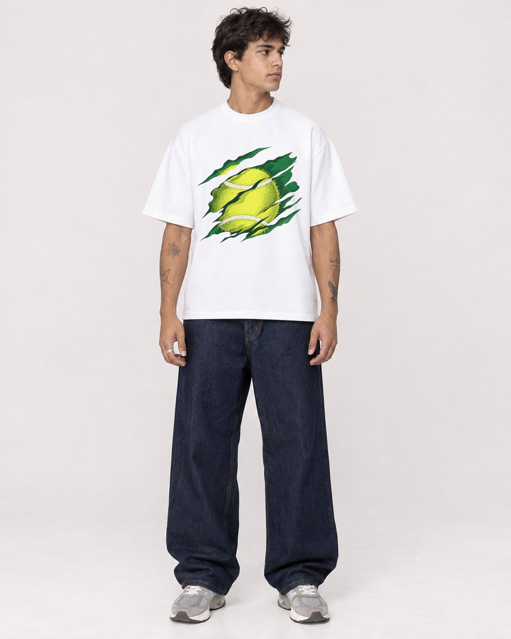 Mockup Boxy Heavyweight Tee White male full-body 06