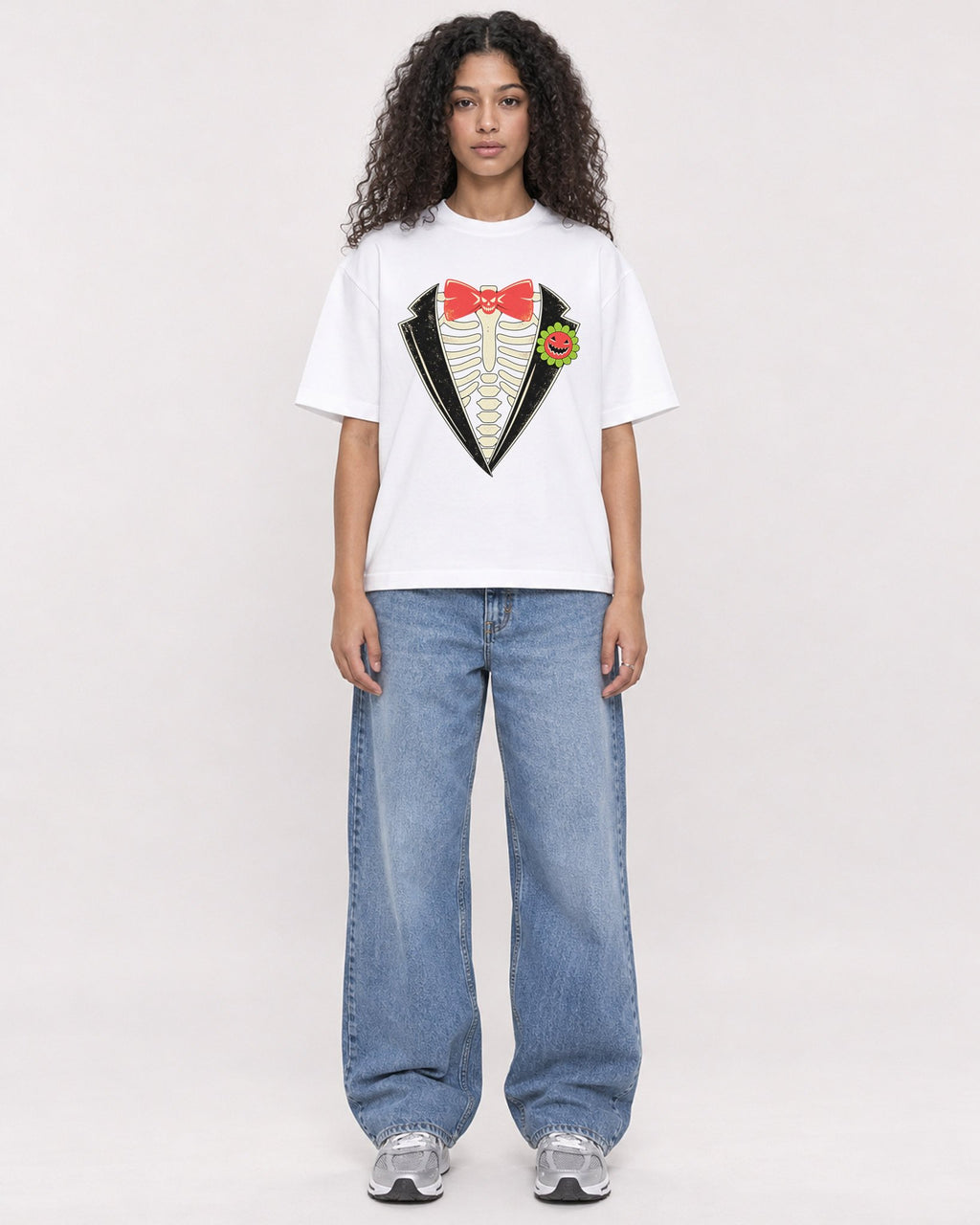 Mockup Boxy Heavyweight Tee White female full-body 10