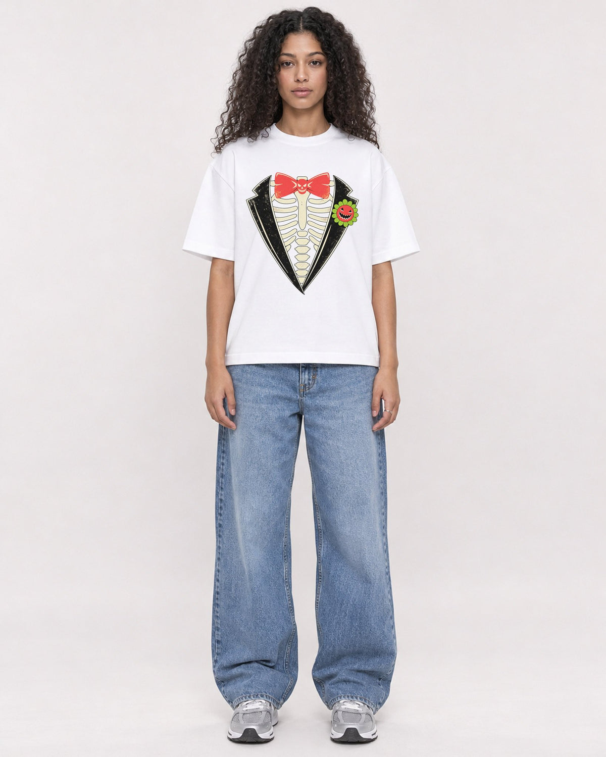 Mockup Boxy Heavyweight Tee White female full-body 10