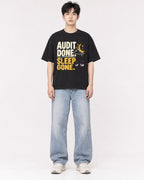 Mockup Boxy Heavyweight Tee Black male full-body 01