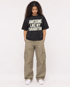 Mockup Boxy Heavyweight Tee Black female full-body 10