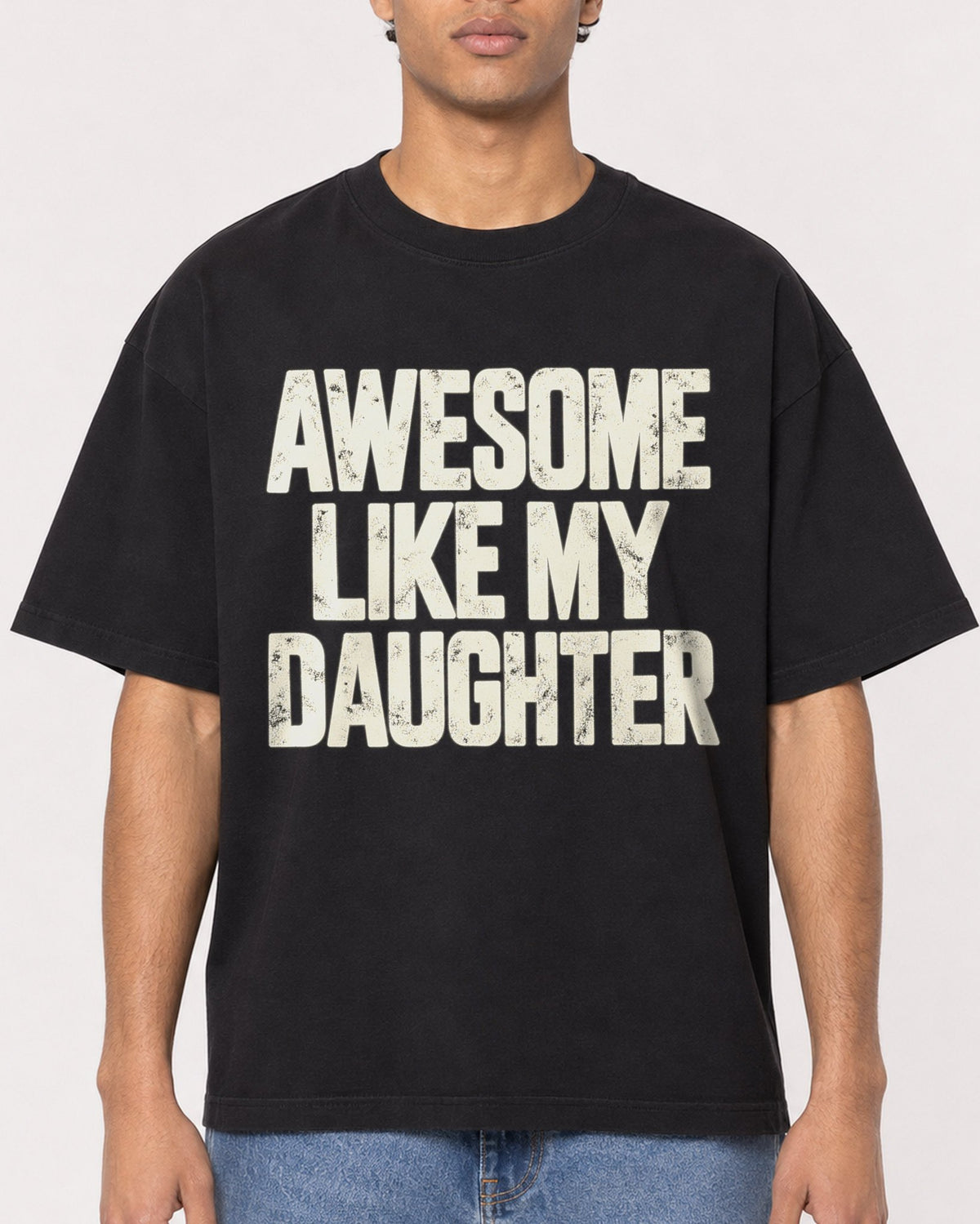 Mockup Boxy Heavyweight Tee Black male close-up 10