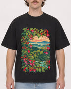 Mockup Boxy Heavyweight Tee Black male close-up 09