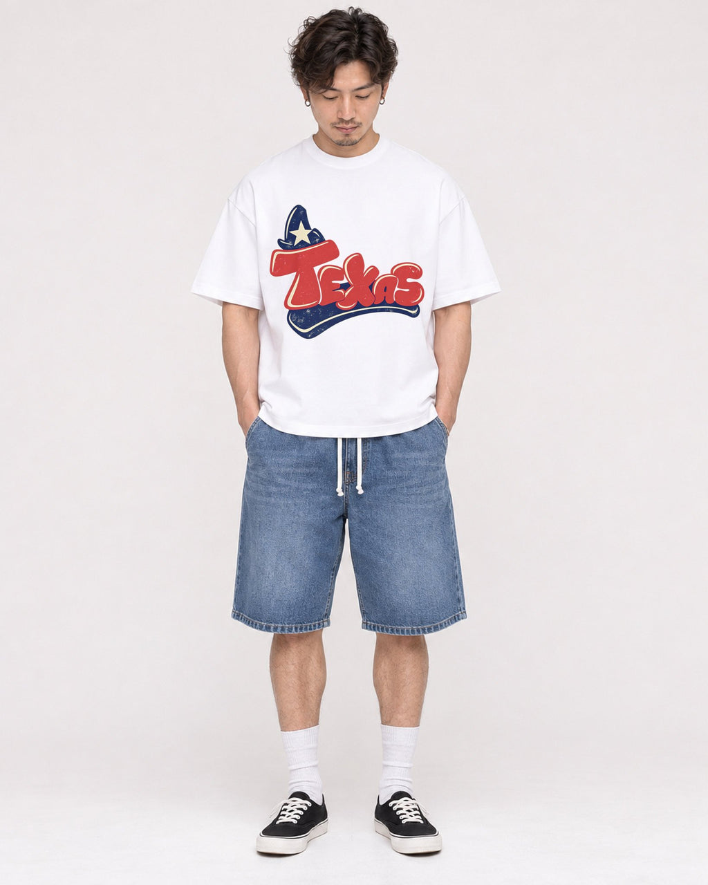 Mockup Boxy Heavyweight Tee White male full-body 03