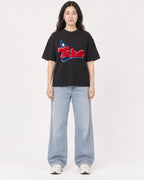 Mockup Boxy Heavyweight Tee Black female full-body 03