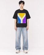 Mockup Boxy Heavyweight Tee Black male full-body 01