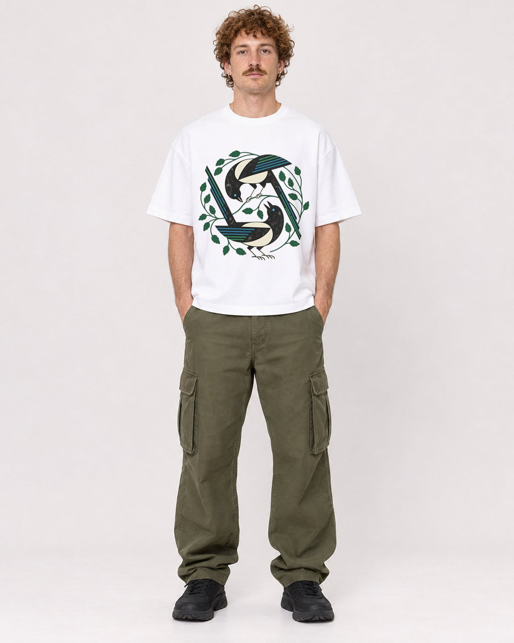 Mockup Boxy Heavyweight Tee White male full-body 09