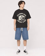 Mockup Boxy Heavyweight Tee Black male full-body 03