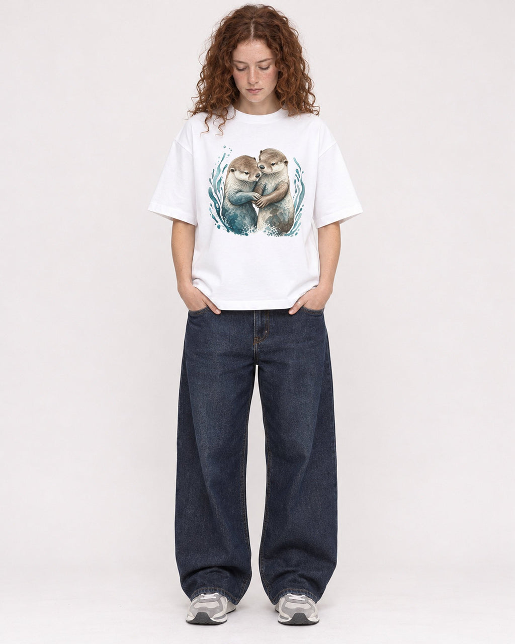Mockup Boxy Heavyweight Tee White female full-body 09