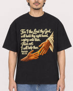 Mockup Boxy Heavyweight Tee Black male close-up 02