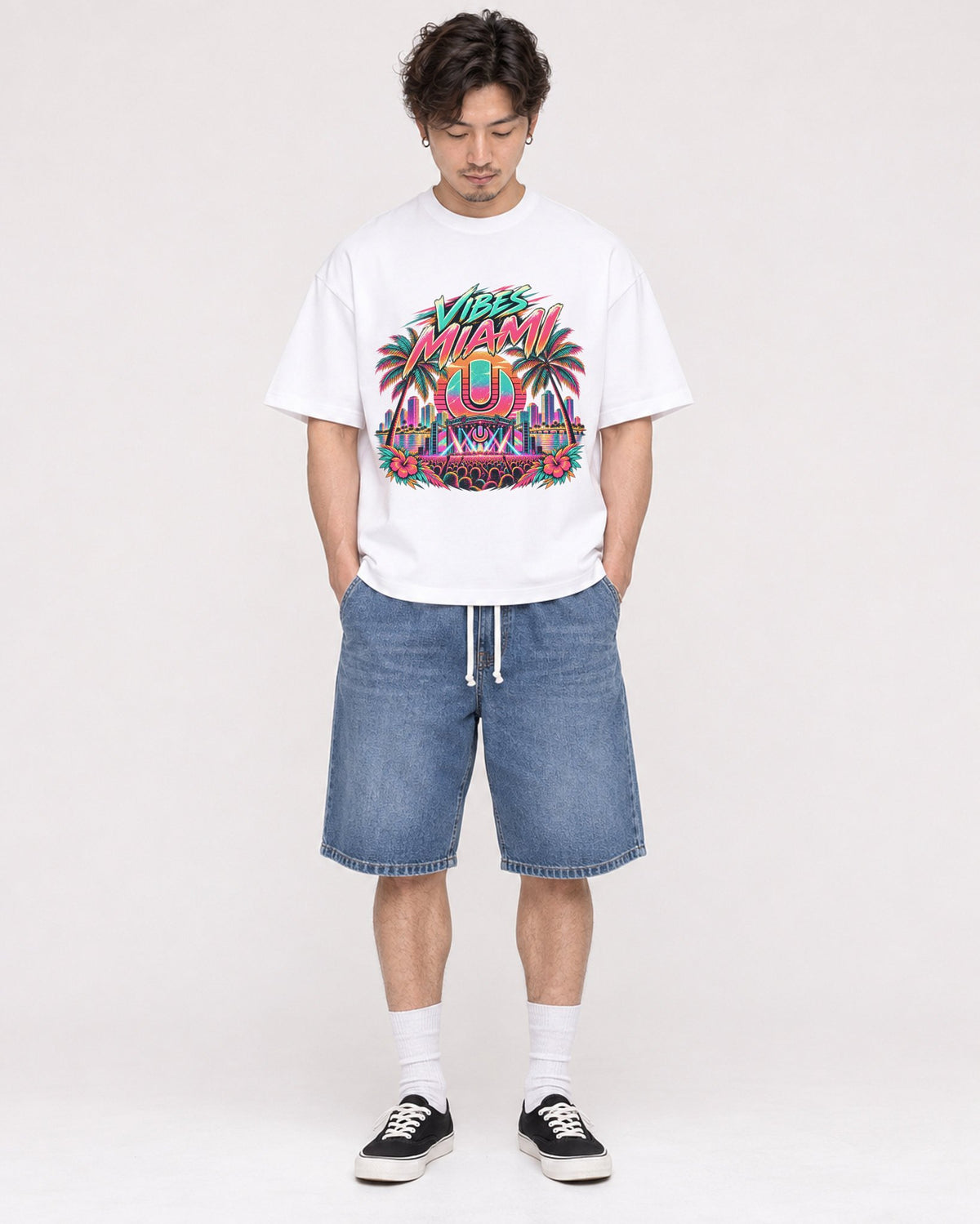 Mockup Boxy Heavyweight Tee White male full-body 03