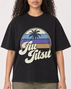 Mockup Boxy Heavyweight Tee Black female close-up 10