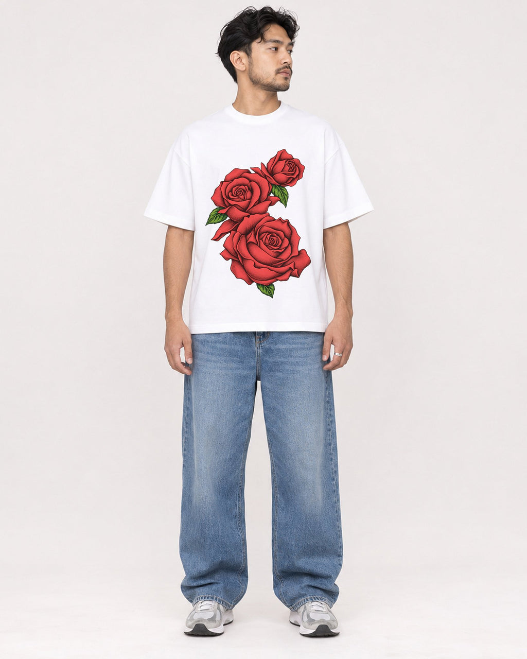 Mockup Boxy Heavyweight Tee White male full-body 02