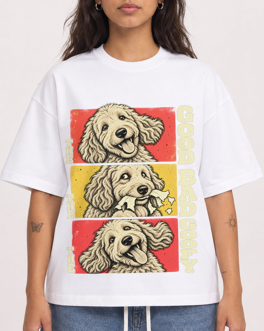 Mockup Boxy Heavyweight Tee White female close-up 06