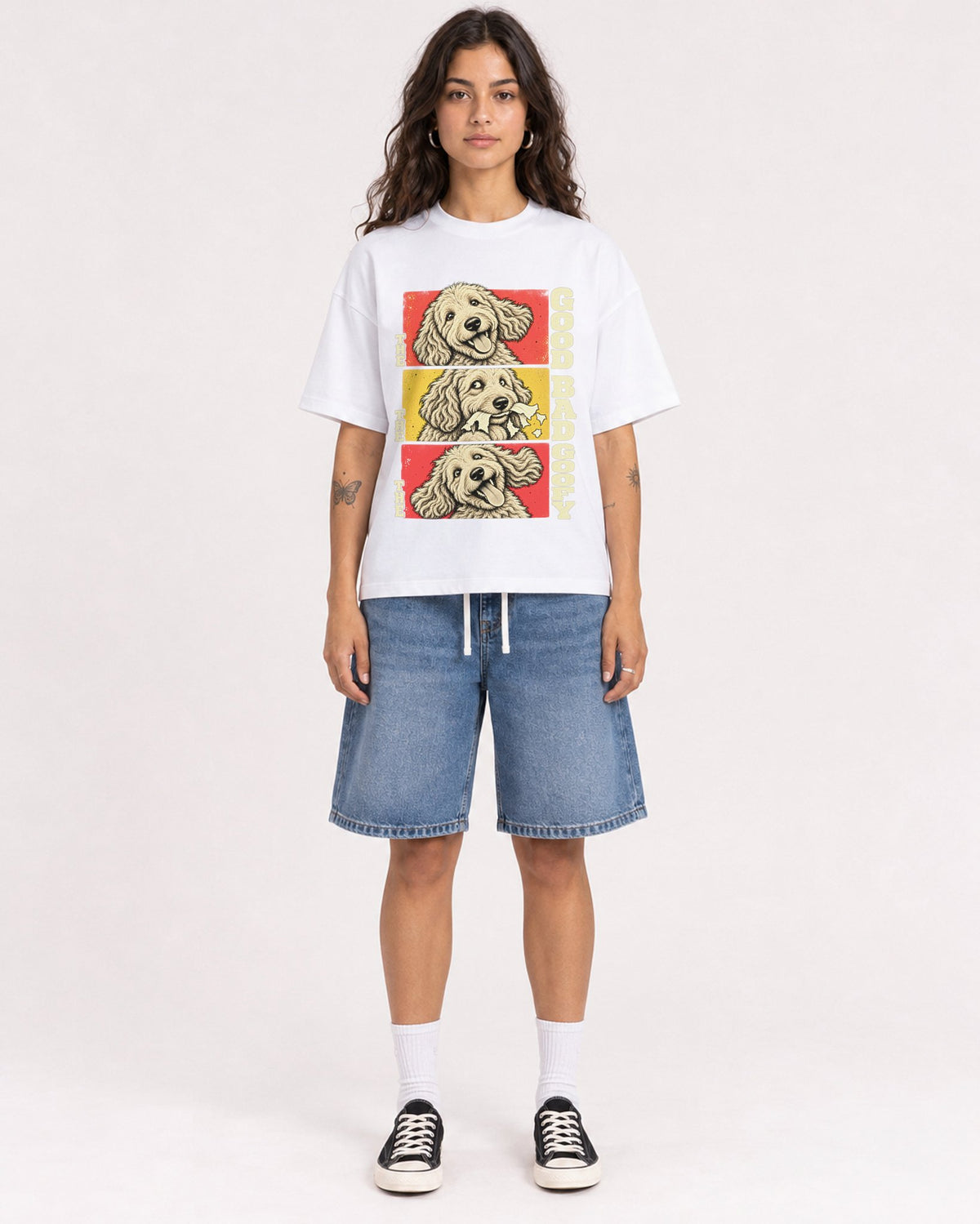 Mockup Boxy Heavyweight Tee White female full-body 06