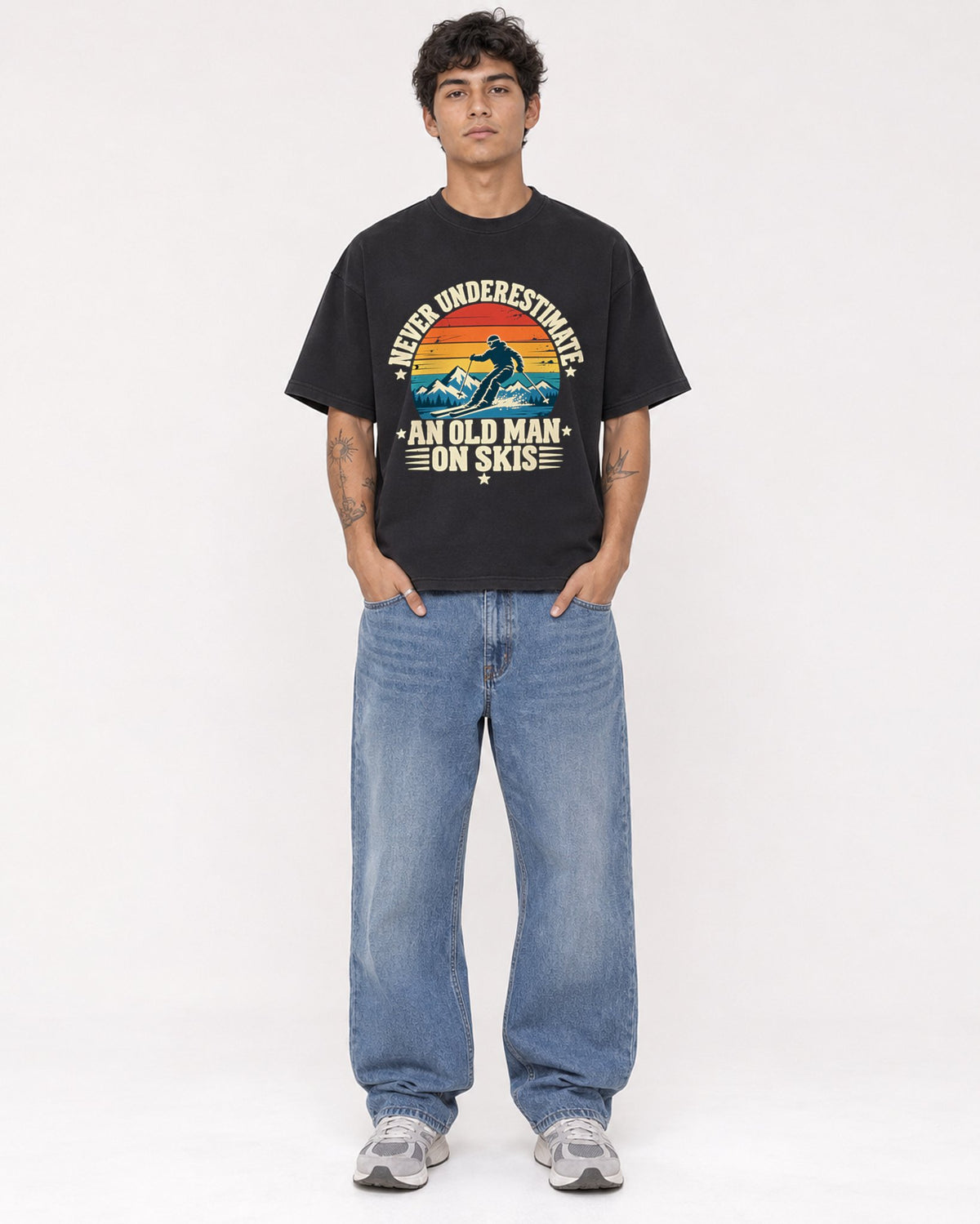 Mockup Boxy Heavyweight Tee Black male full-body 06